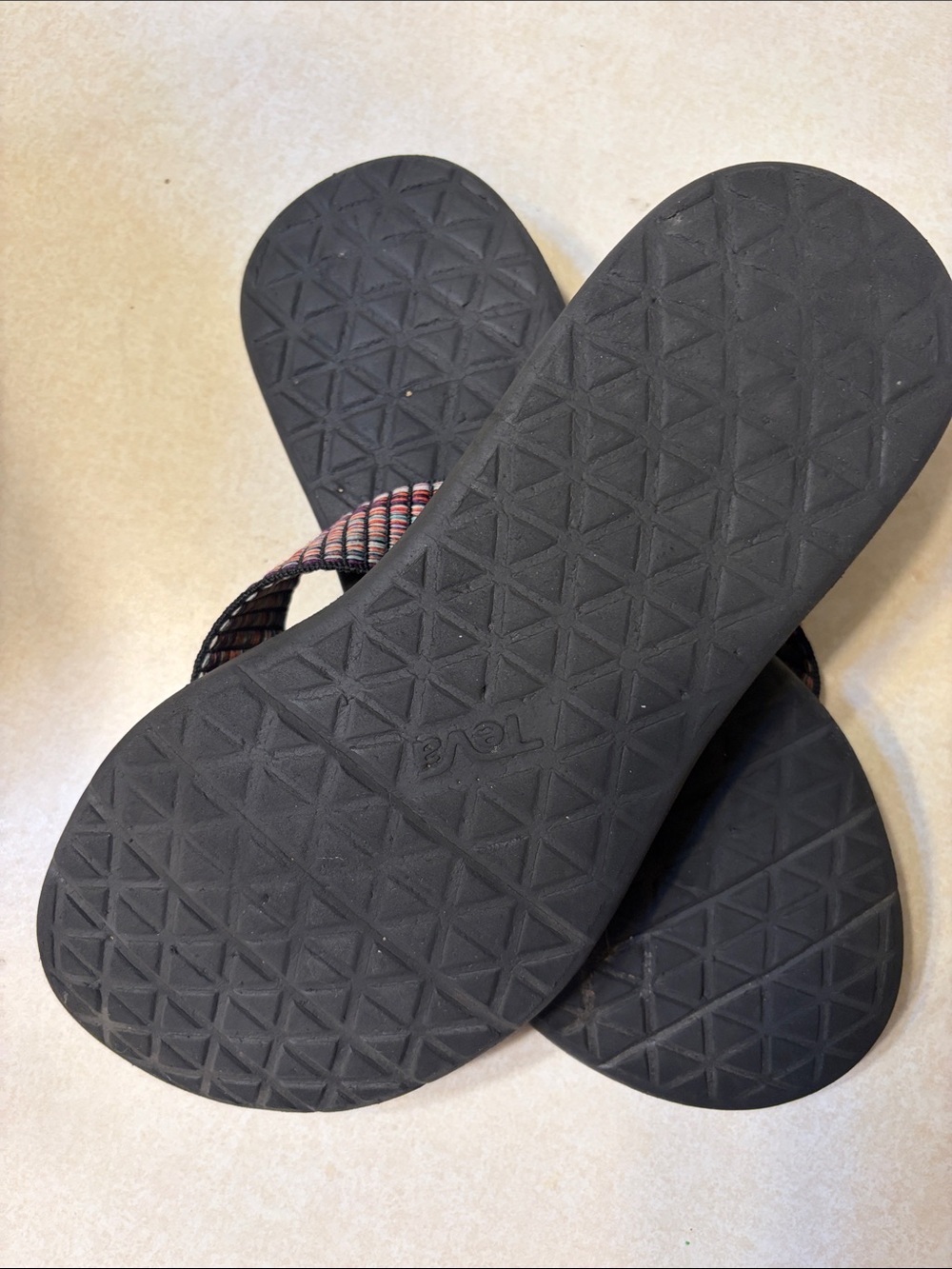 Teva Black Flip-Flops with Red-Tan Woven Straps - Picture 6 of 7